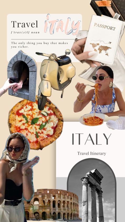 Italy mood board and travel planner Travel Aesthetic Moodboard, Travel Mood Board Aesthetic, Europe Travel Mood Board, Road Trip Mood Board, Italy Mood Board, Italy Travel Planner, Travel Mood Board, Trip Moodboard, Mood Board Aesthetic