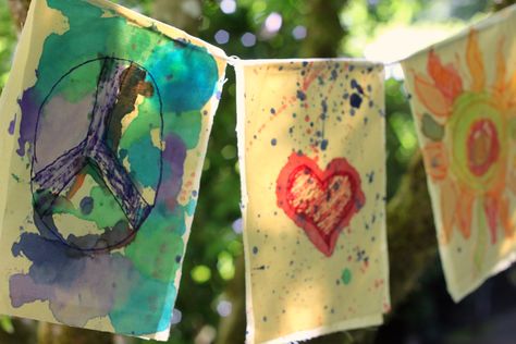 Pillowcase Wish Flags | DIY for Beginners | KiwiCo Flag Diy Projects, Peace Flag, Flag Diy, Name Drawings, Prayer Garden, Homemade Stickers, Globe Art, Jar Art, Diy Projects For Beginners