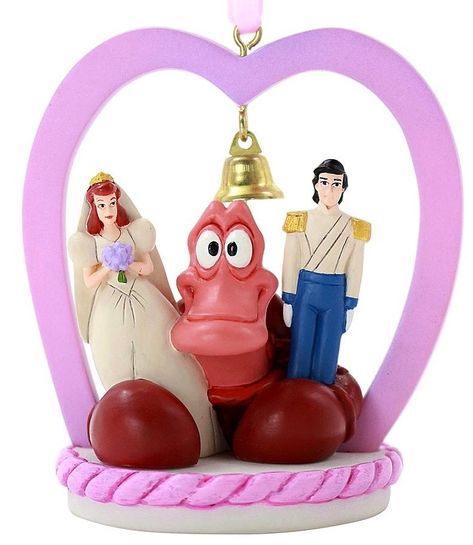 Sebastian with Ariel and Eric wedding cake arch topper Disney sketchbook ornament (2020) Ariel Wedding Cake, Sebastian Little Mermaid, Disney Princess Engagement Rings, Disney Wedding Cake Toppers, Little Mermaid Cake Topper, Little Mermaid Wedding, Ariel Eric, Ariel Wedding, Character Nails