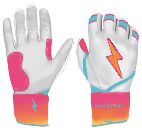 Softball Batting Gloves, Bruce Bolt Batting Gloves, Bruce Bolts, Custom Softball Gloves, Baseball Drip, Orange Lighting, Softball Things, Softball Accessories, Gloves Aesthetic