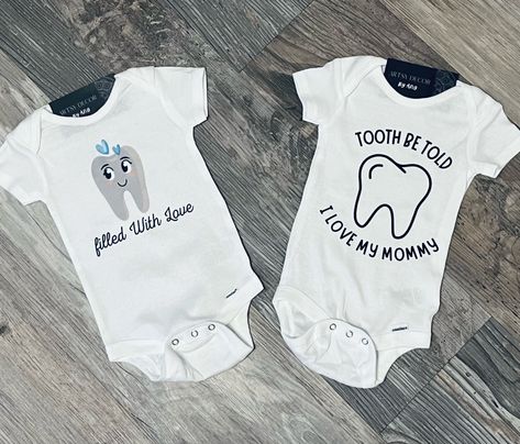 Custom gift, dental, dental assistant, dentist, tooth, tooth be told, baby shower, newborn, onesie Artsy Decor, Dental Assistant, Onesies, Baby Onesies, Cricut, Parenting, Instagram Photos, Photo And Video, Instagram Photo