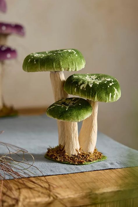 Tabletop + Home Decor | Terrain Woodland Forest Party, Velvet Mushrooms, Anthropologie Gifts, Cottage Table, Faux Branches, Felt Mushroom, Forest Party, Ceramic Frogs, Mushroom Fairy