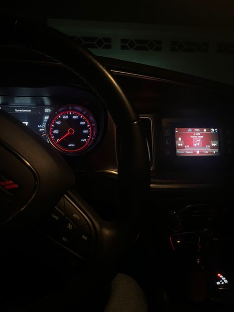 Driving Dodge Charger At Night, Dodge Charger Inside, Dodge Charger Aesthetic, Car Dashboard, Dodge Charger Interior, Durango Hellcat, Dodge Charger Sxt, Inside Car, Dodge Charger Srt