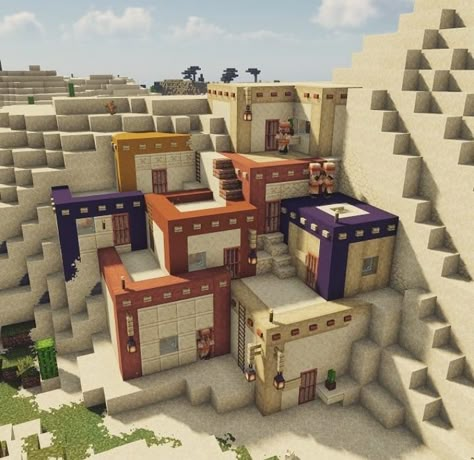 Minecraft Houses Dimensions, Minecraft Terakota House, Minecraft Big Wall Designs, Underground Market Minecraft, Minecraft Fort Ideas, Minecraft Railroad Station, Badlands Builds Minecraft, Minecraft Village Themes, Minecraft Rooftop Ideas