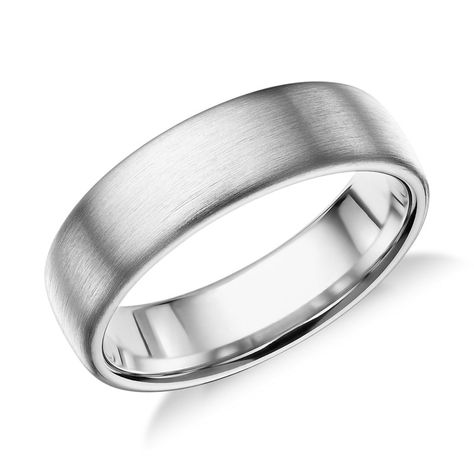 Men's Matte Modern Comfort Fit Wedding Ring 14k White Gold (6.5mm), Men's, White Gold Pretty Wedding Rings, Blue Diamond Engagement Ring, Wide Wedding Bands, Clean Gold Jewelry, Platinum Wedding Band, White Gold Wedding Bands, Mens Wedding Rings, Ring Collections, Silver Wedding