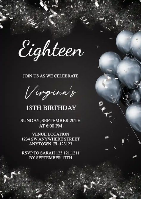 Free Online Invitation Maker | Invitanku Birthday Invitations For 18th Birthday, Black Birthday Invitations Template, Free Online Invitation Maker, Birthday Preparation, Bday Invitation Card, 18th Birthday Invites, Unique Birthday Invitations, Freshers Party, Halloween Fits