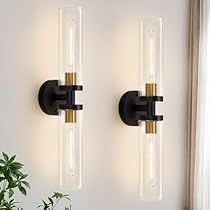 Black Bathroom Sconces, Light Fixtures For Bathroom, Sconces Dining Room, Hanging Lamps Bedroom, Bathroom Light Sconces, Powder Room Lighting, Black Bathroom Light, Mirror Living Room, Black And Gold Bathroom