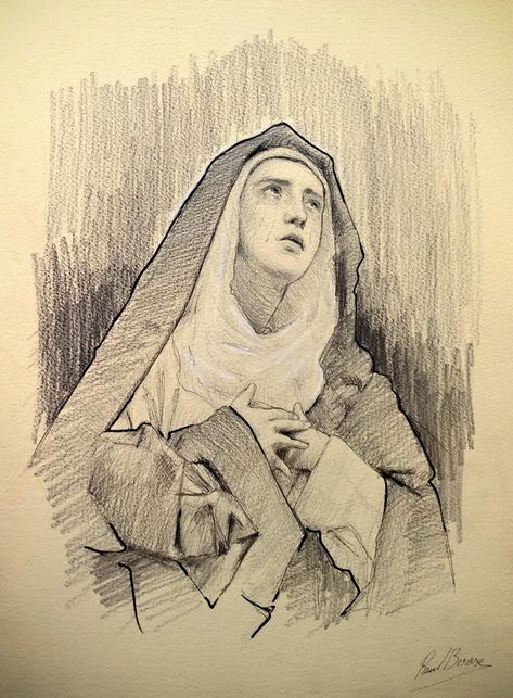 Catholic Drawings, Christian Drawings, Virgin Mary Art, Biblical Art, Arte Sketchbook, Drawing Images, Catholic Art, Sacred Art, Illustration Character Design