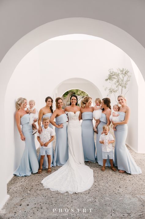 Something blue wedding party dusty blue bridesmaid dresses !Santorini Wedding |Destination Wedding | Greece Wedding | Bridal Gown| Bridal portrait | Elegant bridal party  | Different  | Blue Greek  Island | Something Blue | Bride & Groom | Photos | Something Old, New, Borrowed & Blue | Engagement Ring|#Phosart  #Photography #Cinematography#love #weddingphotography#bridesmaiddress #weddinginvitations#weddingdress #weddinggown #weddinginspo #bride  #weddingstyle  #weddingceremony #weddingday Blue Beach Dress Wedding, Blue Braidmaids Dresses, Blue Formal Bridesmaid Dresses, Light Blue And Pink Bridesmaid Dresses, Greece Wedding Bridesmaid Dresses, Light Blue And Pink Wedding, Sky Blue Bridesmaids, Pastel Blue Bridesmaids Dresses, Powder Blue Bridesmaid Dress