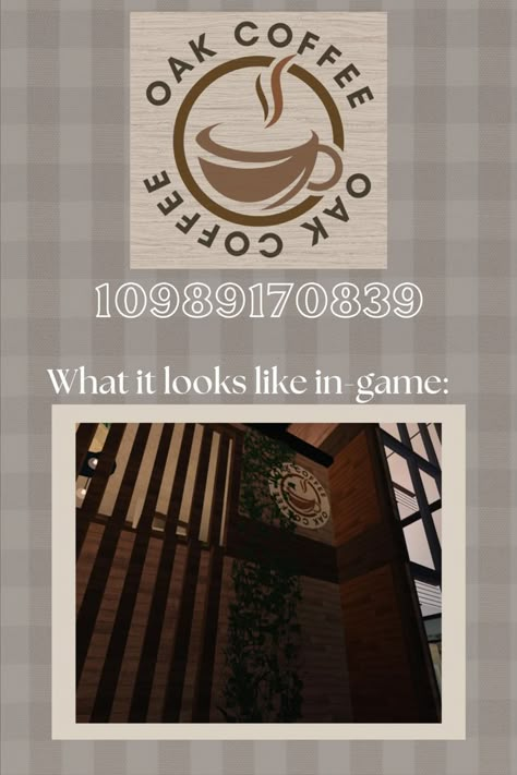 A bloxburg decal for your very own coffee shop! <3 if you have any suggestions just lmk #bloxburg #roblox #bloxburgdecal #coffeeshop #bloxburgcoffeeshop Bloxburg Picture Id Codes Coffee, Bloxburg Coffee Shop Decal Codes, Bloxburg Cafe Decals Codes Starbucks, Bloxburg Cafe Names Codes, Apartment Codes Bloxburg, Roblox Coffee Shop Decals, Bloxburg Cafe Tables, Bloxburg Arrow Decal Codes, Fall Cafe Bloxburg Decal