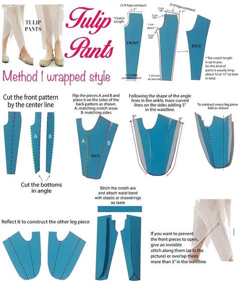 Latest trend of Tulip Pants in Pakistan and How to Tutorial Tulip Pants Pattern, Altering Pants, Pola Rok, Pants Tutorial, Tulip Pants, Trousers Pattern, Sewing Pants, Wrap Pants, Diy Vetement