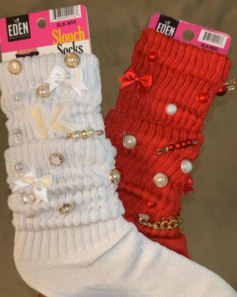 These socks are handcrafted with random variety of charms. The pictures in the listing are for sample use only and can't not be duplicated! If you would like specific charms please send us a message Slouch Socks With Charms, Bow Socks Outfit, Charm Socks, Sock Design Ideas, Junk Socks With Charms, Junk Socks, Cute Socks Outfit, Crazy Socks For Kids, Bling Socks