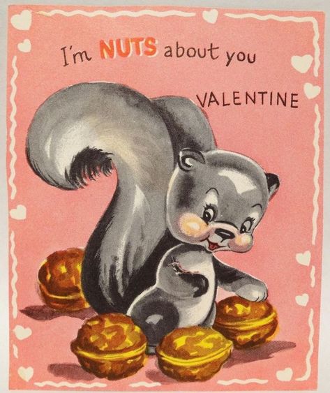 Squirrel Valentine, Vintage Squirrel, Vintage Holiday Cards, Valentine Images, Old Cards, Vintage Valentine Cards, Valentine Greeting Cards, Valentines Greetings, Retro Valentines