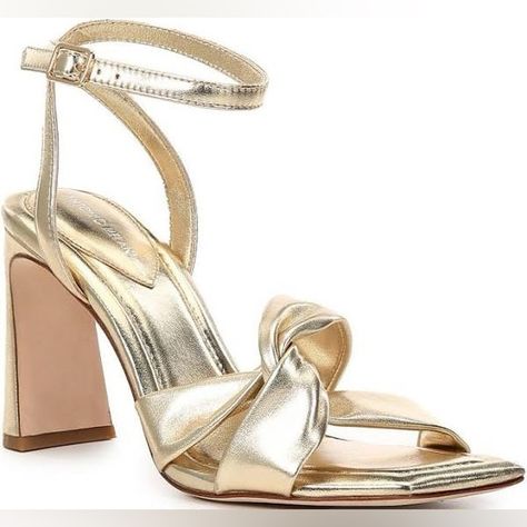 Stylish Wedding Heels Prom Shoes Gold, Gold Prom Shoes, Gold Shoes Heels, Bridesmaids Heels, Gold Kitten Heels, Gold Wedding Shoes, Purple Flats, Strappy Pumps, Twisted Dress