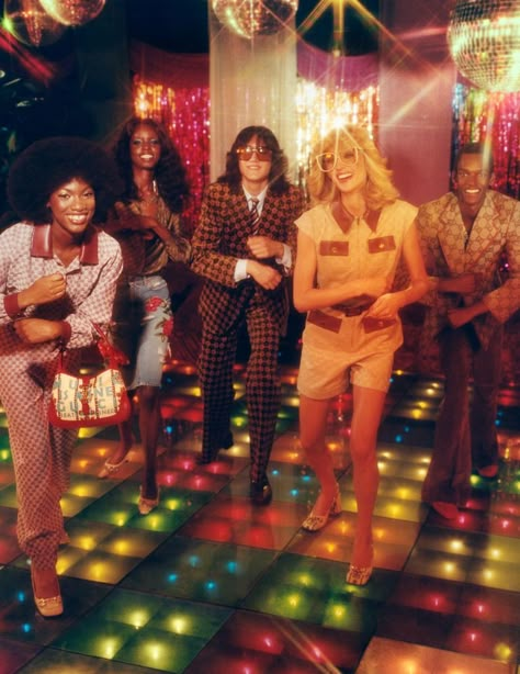 Gucci Blends Fashion and Music with the Gucci 100 Collection 80s Dance Party Aesthetic, Studio54 Interior, 60s Disco Party, Concert Party Theme, 70s Disco Aesthetic, 2000s Moodboard, Disco Interior, 70s Club, Festival Editorial