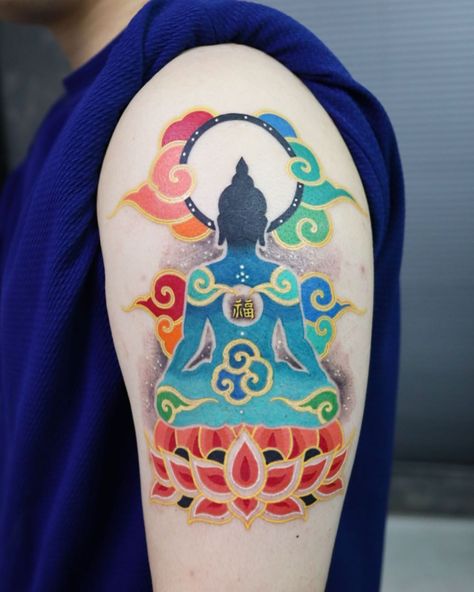 피타🇰🇷Pitta on Instagram: “Meditation 🦋 #pitta #pittakkm #kkmtattoo #egoproteam #koreatattoo” Buddhist Tattoo, Korean Colors, Buddha Tattoo, Book Tattoo, Vintage Portraits, Color Tattoo, Museum Of Art, Ink Tattoo, Buddhism