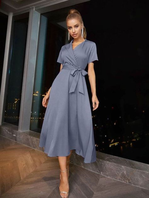 Semi Formal Outfits For Women, Semi Formal Outfits, Elegant White Dress, Girls Clothing Online, Split Hem Dress, Elegant Black Dress, Mesh Bodycon Dress, Tie Shirt, Plain Shirt