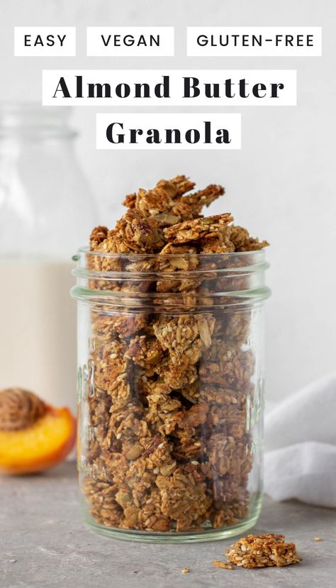 Cherry Oatmeal Bars, Sugar Free Granola Recipe, Almond Granola Recipe, Almond Butter Granola, Healthy Homemade Granola Recipe, Sugar Free Granola, Homemade Almond Butter, Homemade Granola Healthy, Almond Butter Recipes