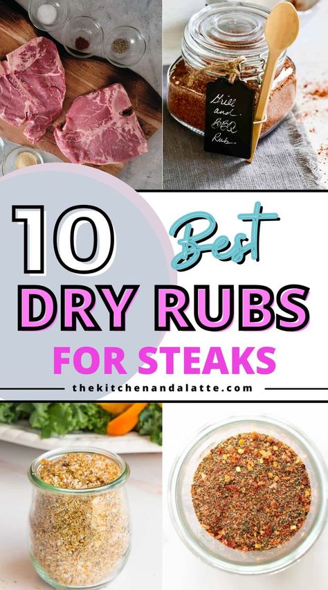 Grilled steaks are always delicious with a simple homemade dry rub on them! These 10 steak dry rubs are easy to make and add an amazing flavor to your grilled steaks. Best Steak Seasoning Dry Rubs, Diy Steak Rub, Steak Rubs And Marinades, Best Steak Rub Recipe, Ribeye Steak Dry Rub Recipe, Dry Rub For Steak Grilling, Homemade Steak Rub, Steak Rub Recipe Easy, Ribeye Steak Rub