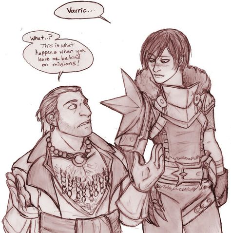 Hawke and Varric Hawke And Varric, Varric And Hawke, Varric X Hawke, Marian Hawke, Varric Tethras, Dragon Age Memes, Dragon Age Funny, Dragon Age Games, Dragon Age Series