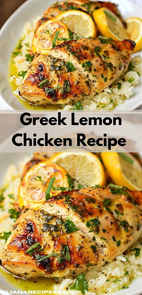 What's a great chicken recipe for dinner? This Greek Lemon Chicken! It’s one of the most flavorful chicken dinner ideas, perfect for crockpot chicken recipes and lemon recipes lovers. Great for any dinner setting. Healthy Tasty Chicken Recipes, Lemon Herb Chicken Recipe, Greek Inspired Lemon Chicken, Healthy Dinner Greek, Lemon Zest Chicken Recipes, Quick Easy Healthy Chicken Dinner, Greek Lemon Chicken Crockpot, Mediteranian Chicken Recipe, Dinner Ideas Fresh