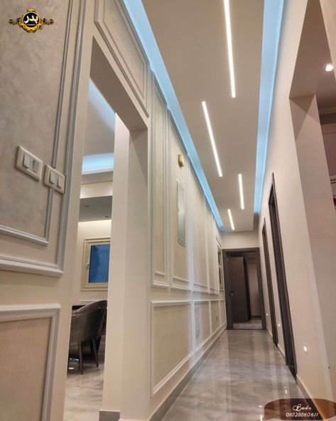 Hospital Lighting Design, Stretch Ceiling Design Modern, Passage Ceiling Design, Corridors Design, Corridors Design Home, Passage Design, Profile Lights, Ceiling Pop, Wall Molding Design