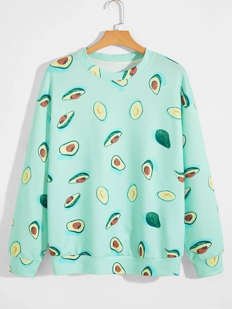 Avocado Clothes, Piper Clothing, Fila Outfit, Harry Outfits, Avocado Print, Avocado T Shirt, Drop Shoulder Sweatshirt, College Jackets, Men Sweatshirts