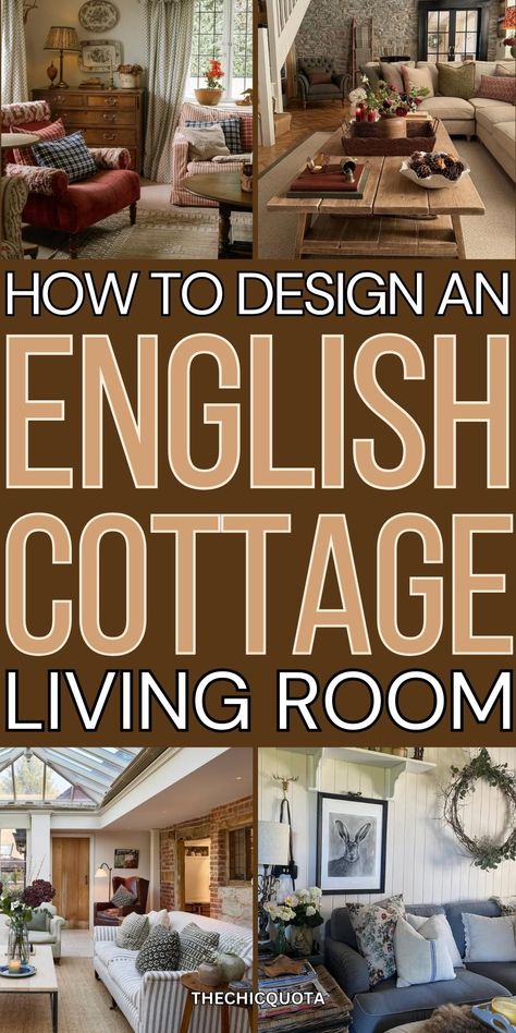 Do you love the cozy and charming aesthetic of and English cottage living room? In this post, we'll look at 15 beautiful English cottage living room ideas that combine old-fashioned charm with an attention to details and appreciation for vintage pieces. Anytime I see a vintage cottage living room, I can't help but think of "The Holiday" - the ultimate British cottage interior! From beautiful textiles to lighting upgrades, the perfect cozy living room needs to be welcoming and feel lived-in. Designing a beautiful old English cottage is all about leaning into that cottagecore aesthetic living room, from natural materials all the way to the perfect floral print! Also sharing: cottage core living rooms, English cottage style living room. Living Room Ideas Cottagecore, Room Ideas Cottagecore, English Cottage Style Living Room, Cottage Core Living Rooms, Cottagecore Aesthetic Living Room, Vintage Cottage Living Room, Old English Living Room, English Cottage Living Room Ideas, British Cottage Interior