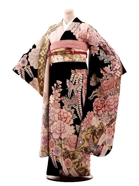 Pretty Kimonos, Furisode Kimono, Japanese Traditional Clothing, Mode Kimono, Kimono Yukata, Kimono Design, Flower Rose, Traditional Fashion, Japanese Outfits