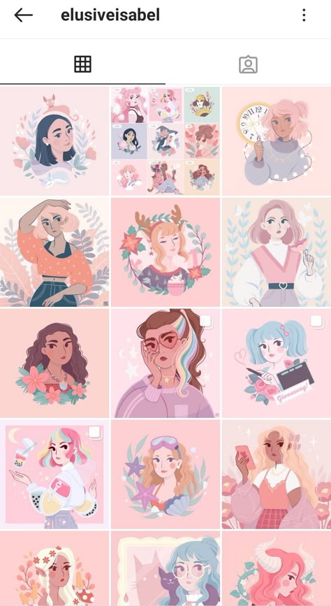 Kawaii Instagram Feed, Illustrator Instagram Feed, Artist Instagram Feed Ideas, Instagram Feed Layout Aesthetic, Artist Instagram Feed, Kawaii Envelopes, Feed Layout, Instagram Graphic Design, Instagram Feed Layout