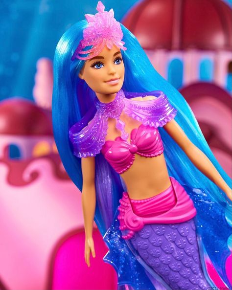 Barbie Mermaidia Doll, Barbie Butterfly Doll, Barbie Fairytopia Mermaidia Dolls, Hair Brush, Blue Hair, Pink Aesthetic, Animals Friends, Tiara, Pretty In Pink