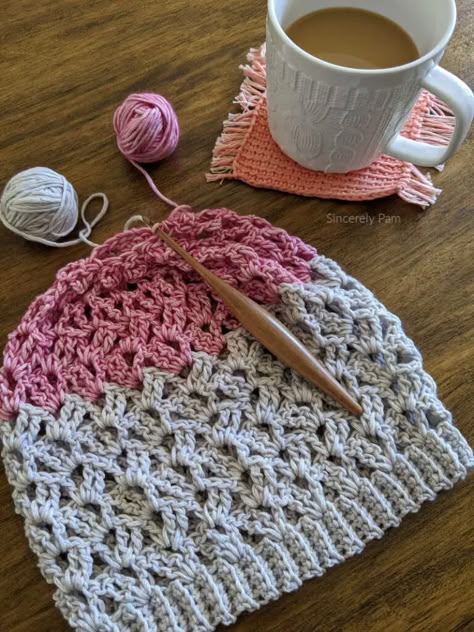 Marielle Lace Slouch Crochet Pattern - Sincerely pam Crochet Hats Free Pattern Ladies, Crochet Beret Pattern, Crochet Adult Hat, Knitting Top, Crochet Lace Shawl, Crochet Pattern Instructions, Easy Crochet Hat, Crochet Beret, Baby Hat Patterns