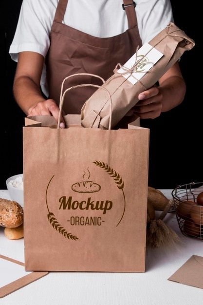 Bakery Mockup, Classic Mens Haircut, Bakery Goods, Food Mockup, Bakery Bags, Bread Packaging, Food Bakery, Kraft Packaging, Bakery Display