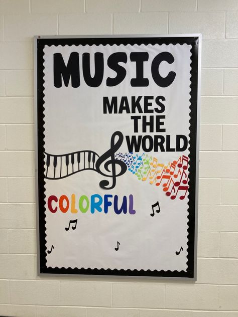 Music Room Board Ideas, Music And Art Bulletin Board Ideas, Music Display Ideas, Music Class Decorations Ideas, Music Boards Bulletin Ideas, Bulletin Board Ideas Music, School Music Room Decor Ideas, Music Day Decorations School, Band Room Decor School