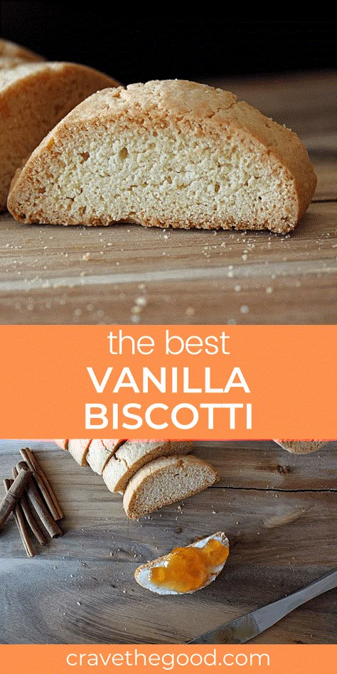 Learn how to make biscotti with this easy vanilla biscotti recipe! These are the best cookies to snack on with your afternoon coffee. This recipe is nut free | cravethegood.com Vanilla Biscotti Recipe Easy, Cinnamon Vanilla Biscotti, Authentic Biscotti Recipe, Nut Free Biscotti Recipe, Italian Biscotti Authentic, Vanilla Biscotti Recipe, Basic Biscotti Recipe, Plain Biscotti Recipe, How To Make Biscotti