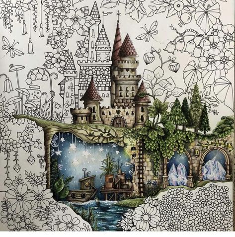 Fairy King, Colored Pencil Art Projects, Joanna Basford Coloring, Johanna Basford Enchanted Forest, Castle Home, Colored Pencil Tutorial, Coloring Pages Inspirational, Forest Color, Magical Land