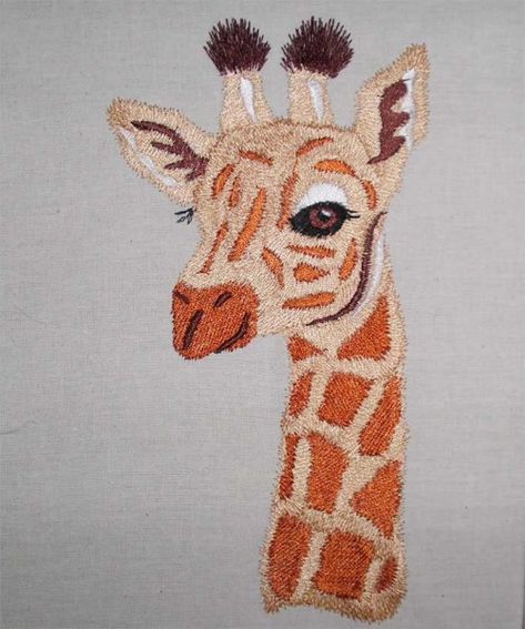 Giraffe Embroidery, Embroidered Giraffe, Embroidery Animals, Stick Design, Embroidery Machine Designs, Mexican Embroidery, Animal Embroidery Designs, Unique Embroidery, Cute Embroidery