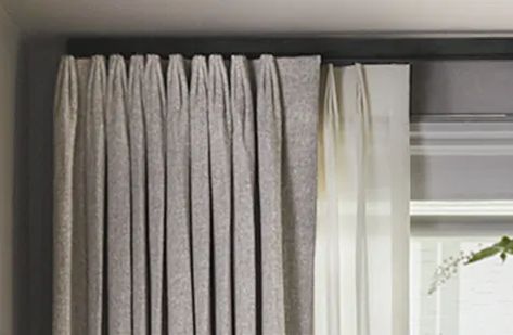 Layered Curtains: Ideas & Tips for Layering Two Layer Curtains Bedroom, Shade And Curtain Combination, Curtains With Sheers Underneath, Layering Curtains Living Room, Layered Curtains Bedroom, Layered Curtains Living Room, How To Layer Curtains And Sheers, Double Rod Curtain Ideas With Sheers, Voile Curtain Ideas