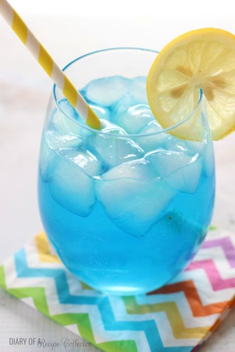 Blue Lemonade Aesthetic, Electric Lemonade Recipe, Lemonade Aesthetic, Electric Lemonade, Blue Lemonade, Lemonade Drink, Lemonade Recipe, Fancy Drinks, Printable Recipe