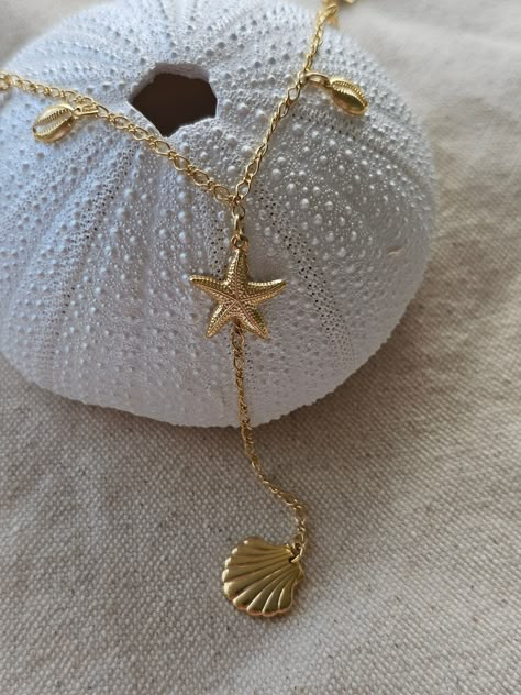 Sea Theme Jewelry, Gold Ocean Jewelry, Beach Girl Jewelry, Beach Accessories Jewelry, Gold Beach Jewelry, Summer Necklace Beach, Summer Jewelry Beach, Starfish Jewelry, Coastal Jewelry