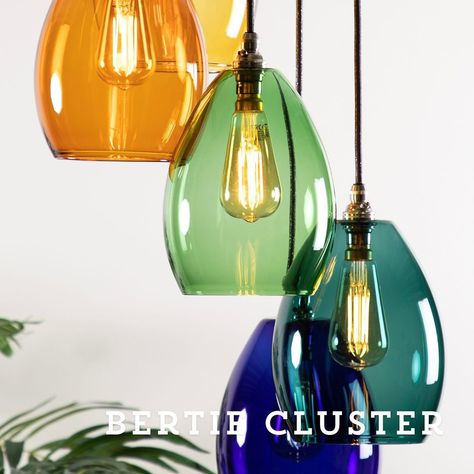 A round up of this week’s lovely lights - 1. Bertie Chandelier. 2. New ribbed Olive. 3. New coloured Frieda. 4. New coloured Frieda. 5. New ribbed Frieda. 6. Bertie Cluster. Please get in touch about your project, we’d love to see if we can help ✨ #handblownglasslighting #handblownglass #handmadelighting #madeinengland #britishmade #britishhandblownglass #glassblowing #handblownglassware #mouthblownglass Hand Blown Glass Lighting, Handblown Glassware, Cluster Pendant Light, Clear Glass Pendant Light, Cluster Chandelier, Cluster Pendant Lighting, Glass Wall Lights, Metal Pendant Light, Coloured Glass