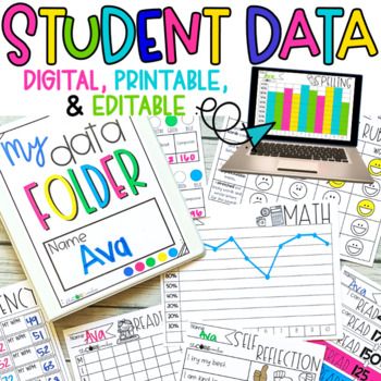 This Student Data Folder allows students to track their growth in all subject areas as well as set goals and reflect on their work. In this Student Data Binder resource, you will find data sheets for the students to track and reflect on their learning. When students are involved in the data tracking... How To Organize Student Data, First Grade Data Binders, Classroom Data Tracking, Digital Data Tracking For Students, Student Data Tracking Elementary, Data Tracking For Students, Iready Data Tracking, Student Data Organization, Student Data Folders