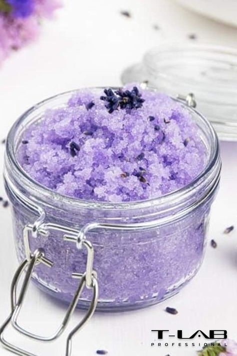 #healthandbeautyecosystem It‘s time for some DIY Lavender sugar body scrub! Ingredients: 2 cups Sugar 1/2 cup coconut oil 2 teaspoons lavender buds 20 to 25 drops drops lavender essential oil Mica powder for colour (optional) Instructions: Soften coconut oil in the microwave. Combine sugar and coconut oil in a large bowl. Stir. Add lavender buds, lavender essential oil, mica powder. Package in air-tight containers. #diy #homemade #body #scrub #bodyscrub #sugal #lavender Easy Diy Body Scrub, Lavender Scrub, Lavender Body Scrub, Body Scrub Homemade Recipes, Scrub Coconut, Sabun Mandi Cair, Diy Body Scrub Recipes, Diy Sugar Scrub Recipe, Lavender Sugar