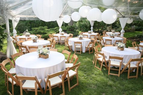 mix a wooden chair and a white table cloth for the perfect outdoor rustic chic I DO BBQ #eventfavorites Backyard Engagement, Bbq Table, I Do Bbq, Bbq Wedding, Rustic Romance, White Table Cloth, Bbq Party, Reveal Ideas, Backyard Party