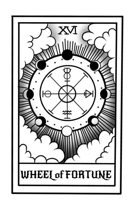 Wheel Of Fortune Tarot Aesthetic, The Wheel Of Fortune Tarot Card, Wheel Of Fortune Tarot Drawing, Tarot Tattoo Wheel Of Fortune, The Wheel Tarot Tattoo, Wheel Of Fortune Tarot Design, Tarot Wheel Of Fortune Tattoo, Wheel Of Fortune Drawing, Fortune Drawing Ideas