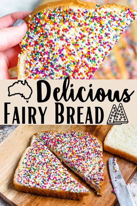 Fairy Bread is an Australian dessert treat made with bread, margarine and sprinkles. It is served on birthdays and is a favorite among the children in the country! Australian Snacks, Australian Party, Australian Desserts, Australia Party, Around The World Food, Fairy Bread, Store Bought Cake, Australia Food, Food Activities