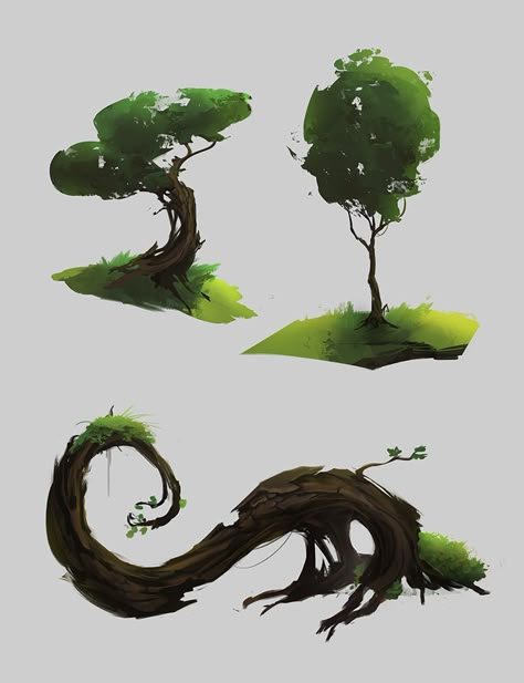 The World Building of Scarf: Walking with Souls Digital Rendering, Landscape Concept, Concept Art Drawing, Tree Illustration, Art Station, Visual Development, Environment Design, Environment Concept Art, Environmental Art