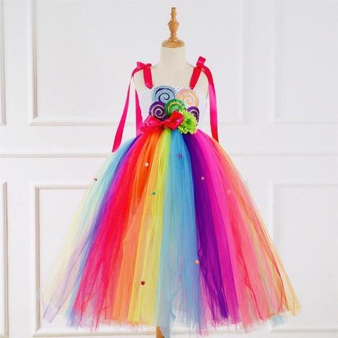 Candy Costume, Halloween Costume For Kids, Candy Costumes, Crochet Top Dress, Girls Birthday Party Dress, Long Tutu, Kids Carnival, Candy Dress, Costume For Kids