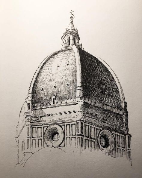 Il Duomo di Firenze by M. Poulier Duomo Florence, French Architecture, Drawing Studies, Cross Hatching, Building Art, About Art, Architecture Drawing, Pen And Ink, Talk About