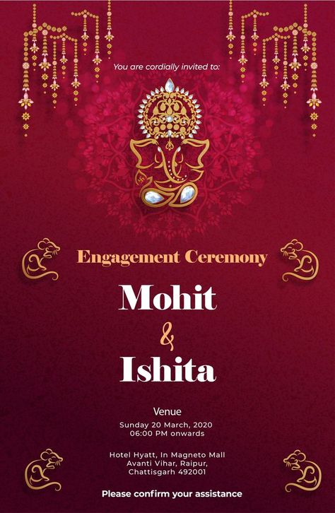 Indian Engagement Invitation, Engagement Invitation Card Design, Hindu Wedding Invitation Cards, Indian Invitations, Digital Wedding Invitations Templates, Wedding Card Design Indian, Indian Engagement, Marriage Invitation Card, Indian Wedding Invitation Card Design